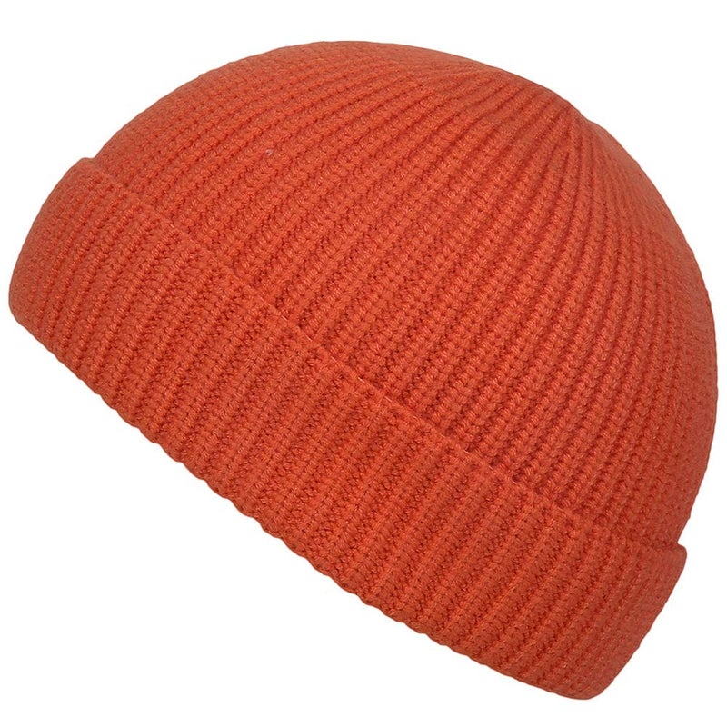 MaxNova Knit Cuff Short Fisherman Beanie Hat for Men Women Winter (2pack White/Bright Orange) - Image 4